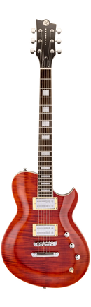 Guitare électrique Reverend ROUNDHOUSE RA (érable flammé rouge transparent)