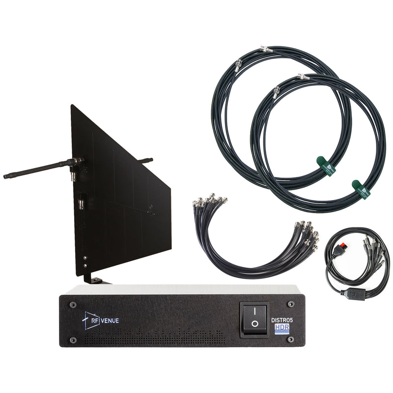 RF LIE DFINBD5 Diversity Fin Mur-Mount Antenne & Distro5 Bundle Système de distribution UHF à 5 canaux UHF