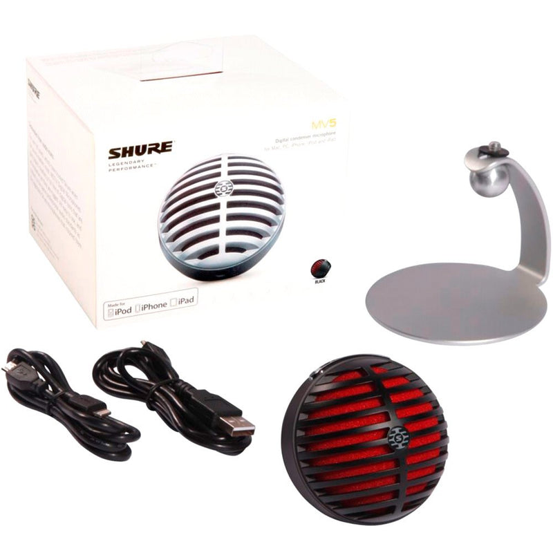 Shure MV5-B-DIG Motiv MV5 Microphone à condensateur numérique (noir) (DEMO)