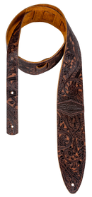 Luna STRAP LUNA LTH SLDR BR Leather Guitar Strap (Paisley Brown)