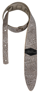 Luna STRAP LUNA LTH SLDR SLV Leather Guitar Strap (Fern & Leaf Silver)