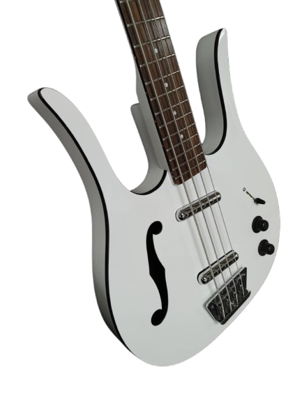 Danelectro 58 LONGHORN Semi Hollow-Body Electric Bass Guitar (White)