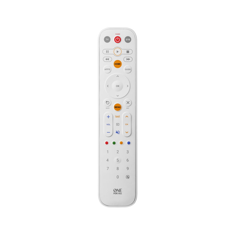 One For All EAZYCLEAN 2-In-1 Universal Remote Control (White)