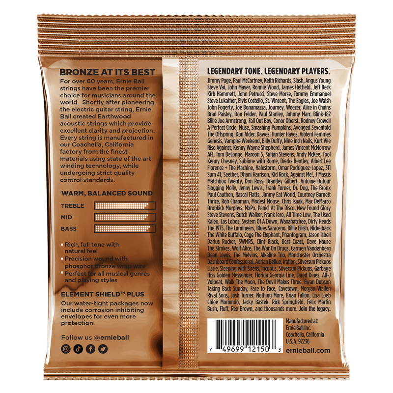 Ernie Ball 2150EB Earthwd Phos Ex-Lt Earthwood Extra Light Phosphor Bronze Acoustic String Set 010 - 050