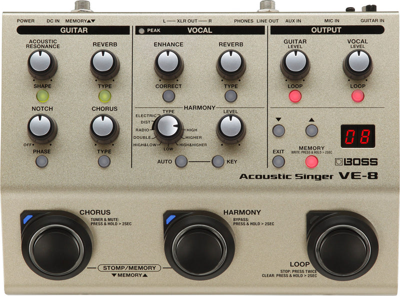 Processeur vocal Boss VE-8 Acoustic Singer