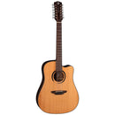Luna WABISABI Guitare acoustique/électrique Dreadnought 12 cordes en épicéa - Naturel satiné
