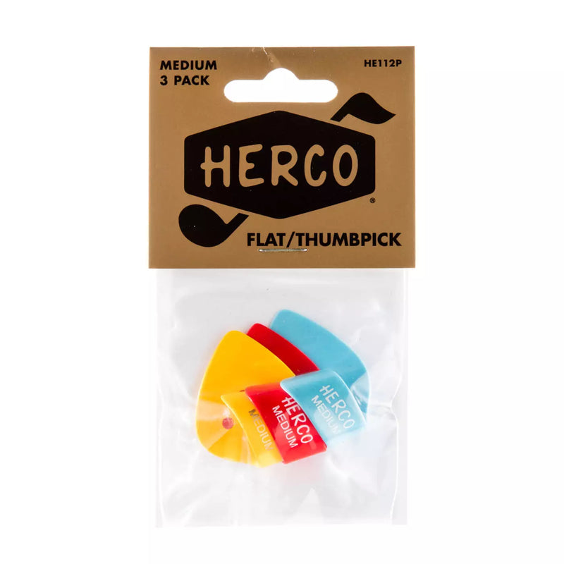 Herco HE112P Flat Thumb Picks (Medium, 3 Pcs)