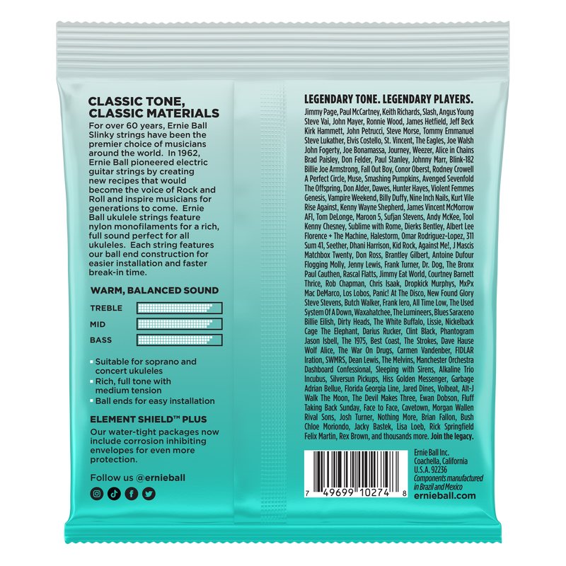 Ernie Ball 2326EB Concert/Soprano Ukulele Strings - Black