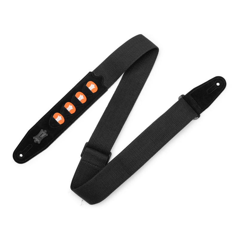 Levy's MC2PH-BLK Black Cotton Pick Holder Guitar Strap