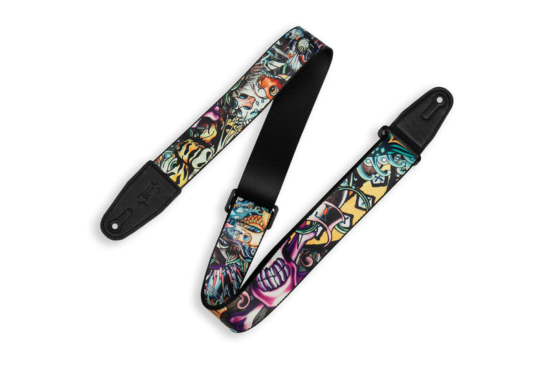 Levy’s MP2TAT-003 Tattoo Series Poly Guitar Strap - 2″ (New School)