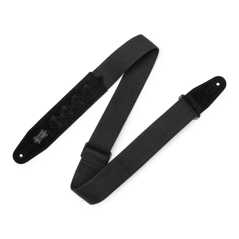 Levy's MC2PH-BLK Black Cotton Pick Holder Guitar Strap