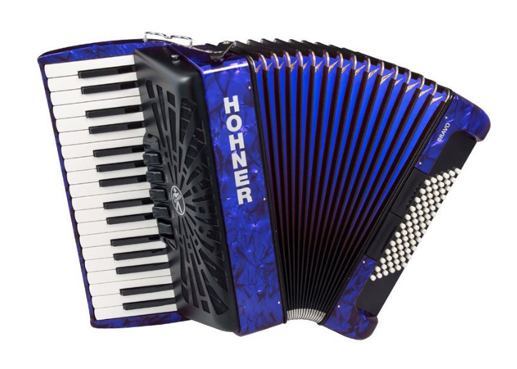 Hohner BRAVO III 72 Accordéon Piano 5 Registres - Bleu Foncé Perle