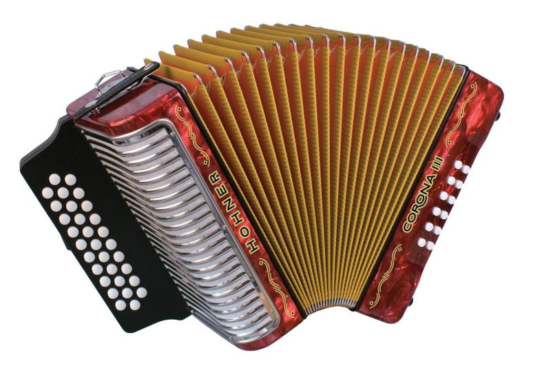 Hohner CORONA III G-C-F Accordion - Pearl Red