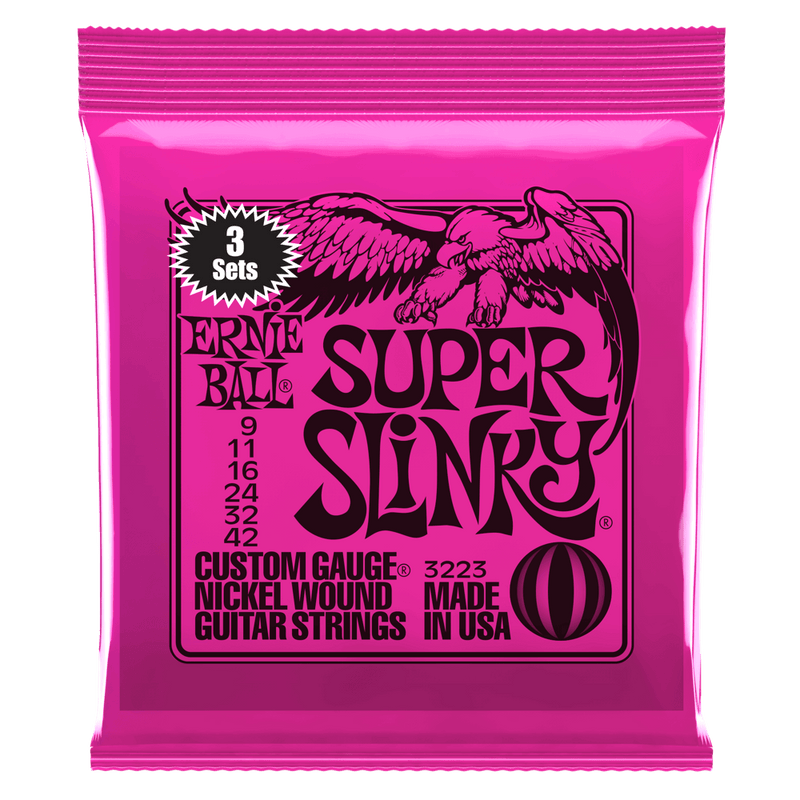 Ernie Ball 3223EB 3-Pack Super Slinky Electric Strings 9-42