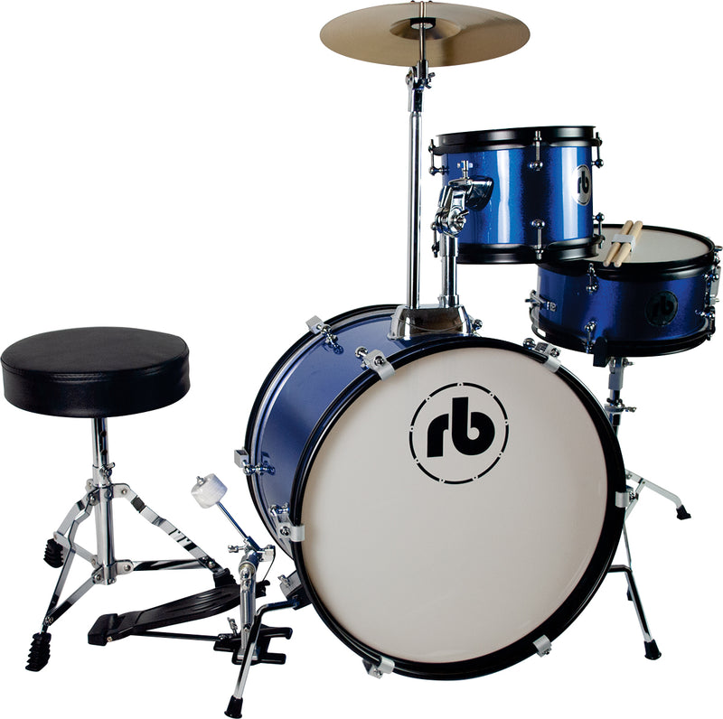 RB Drums RB-JR3-MBL Junior 3 Piece Drum Kit (Metallic Blue)