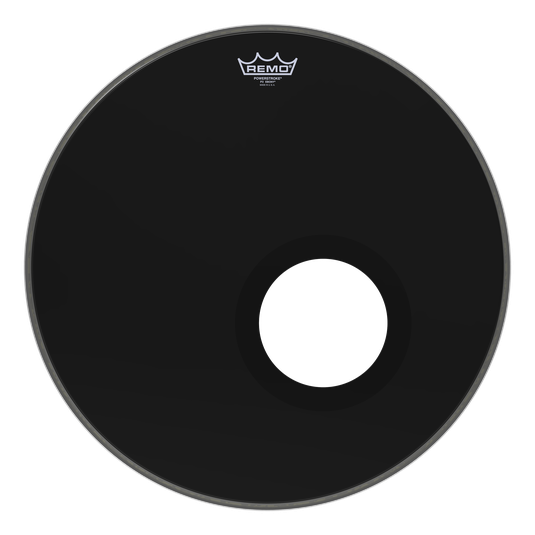 Remo P3-1022-ES-DM Powerstroke 3 Black Dynamo (Installed) Bass Drum Head - 22 Inch