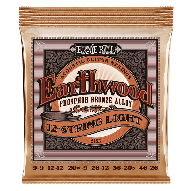 Ernie Ball 2153EB Earthwood 12-String Light Phosphor Bronze Acoustic Guitar Strings 9-46