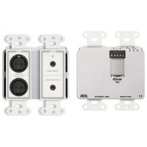 RDL DD-BN31 Interface Dante micro/ligne bidirectionnelle 4x4