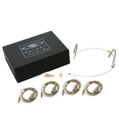 Galaxy Audio HSM8-OBG-4SEN Beige Dual Ear Omni-Directional Headset Microphone with 4 Cables for Sennheiser