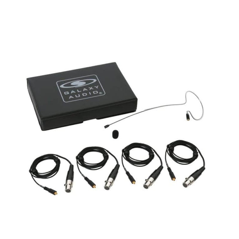 Galaxy Audio ESM8-OBK-4SHU Black Single Ear Omni-Directional Earset Microphone with 4 Cables for Shure