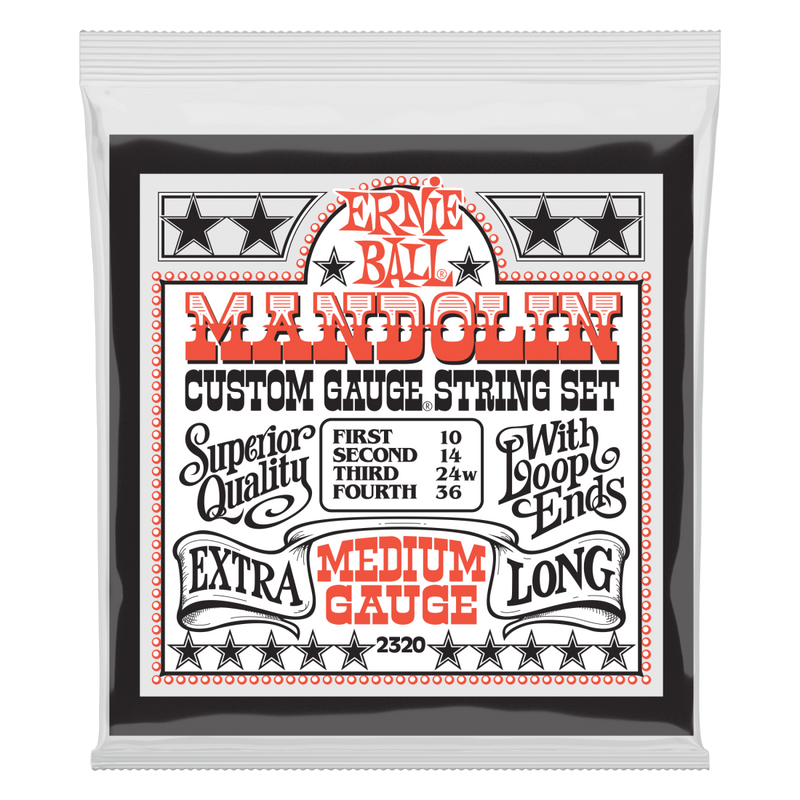 Ernie Ball 2320EB Medium Loop End Stainless Steel Mandolin Guitar Strings 10-36