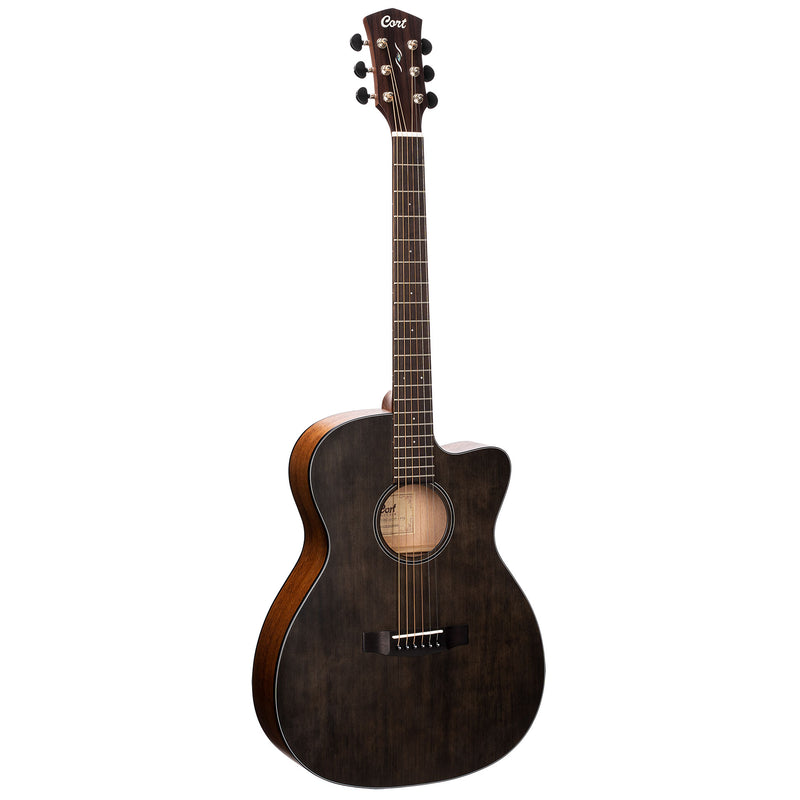 Cort CORE-OC-SP-OPTB - Guitare acoustique OM Body avec étui - Epicéa Transparent Noir