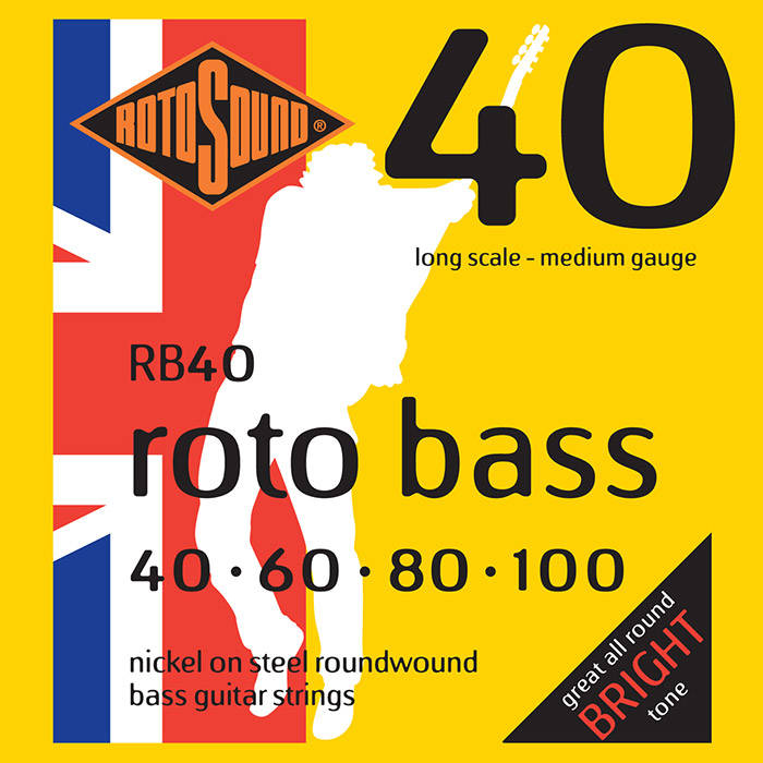 Rotosound RB40 Nickel Unsilked Bass Guitar String Set - 40-100