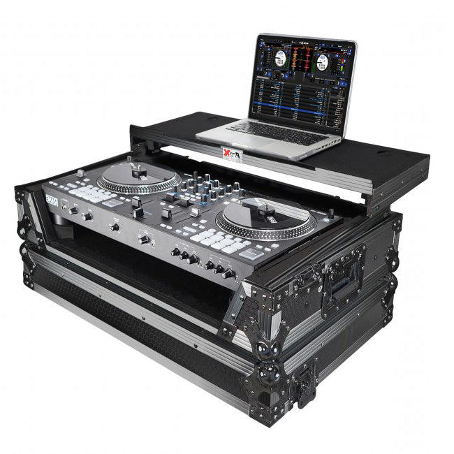 ProX Flight XS-RANEONEWLTBL Étui pour contrôleur Dj RANE ONE avec étagère et roulettes coulissantes pour ordinateur portable (noir sur noir)