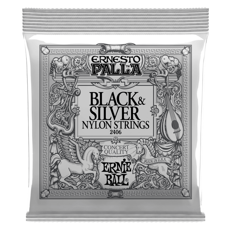 Ernie Ball 2406EB Ernesto Palla Black & Silver Nylon Classical Guitar Strings