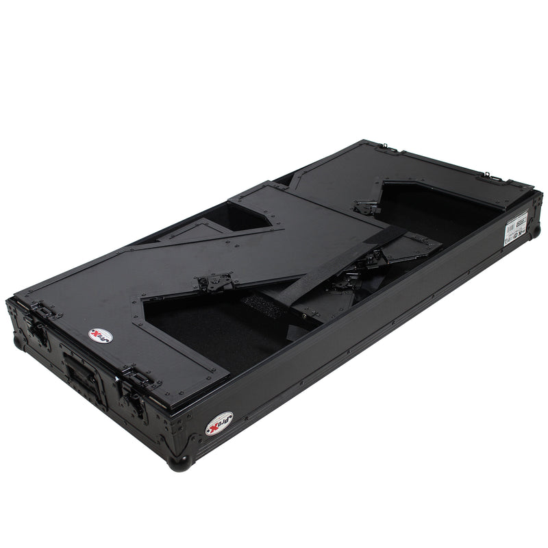 ProX-XS-ZTABLEBLMK2 DJ Z-Table Workstation | Flight Case Table Portable W-Handles and Wheels | Black on Black