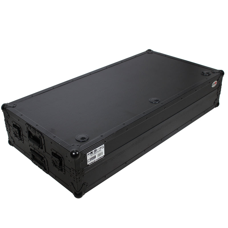 ProX-XS-ZTABLEBLMK2 DJ Z-Table Workstation | Flight Case Table Portable W-Handles and Wheels | Black on Black