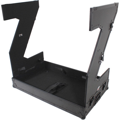 ProX XS-ZTABLEBLJR DJ Z-Table Junior Compact Workstation Flight Case w/ Table & Wheels - Black on Black