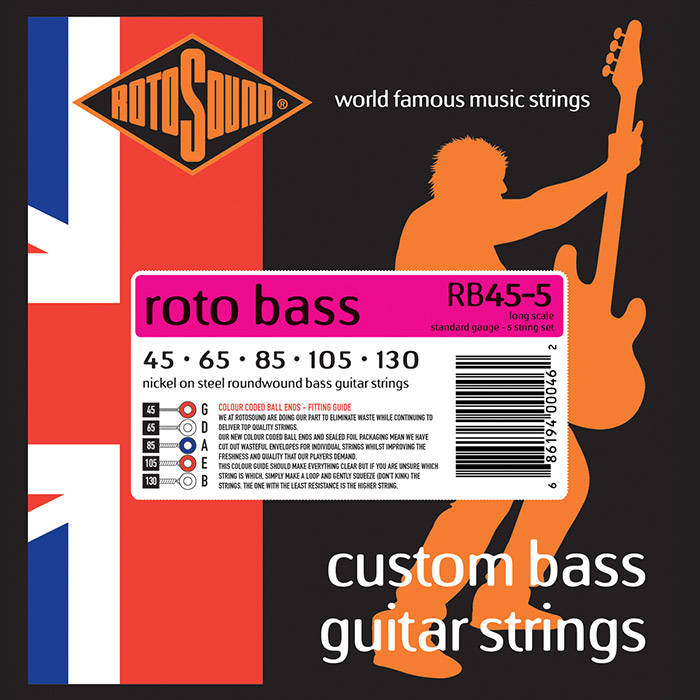 Rotosound RB45-5 Rotobass Unsilked 5 String Set 45-130