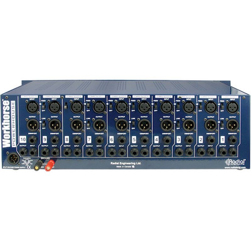 Radial Engineering POWERHOUSE 500 Series 10 Slot Power-Rack 19" 3RU, 1600 mA Power Supply