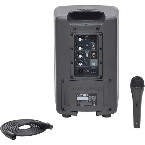 Samson XP106 Expedition Portable Pa System With Wired Handheld Mic Amp Bluetooth - Red One Music