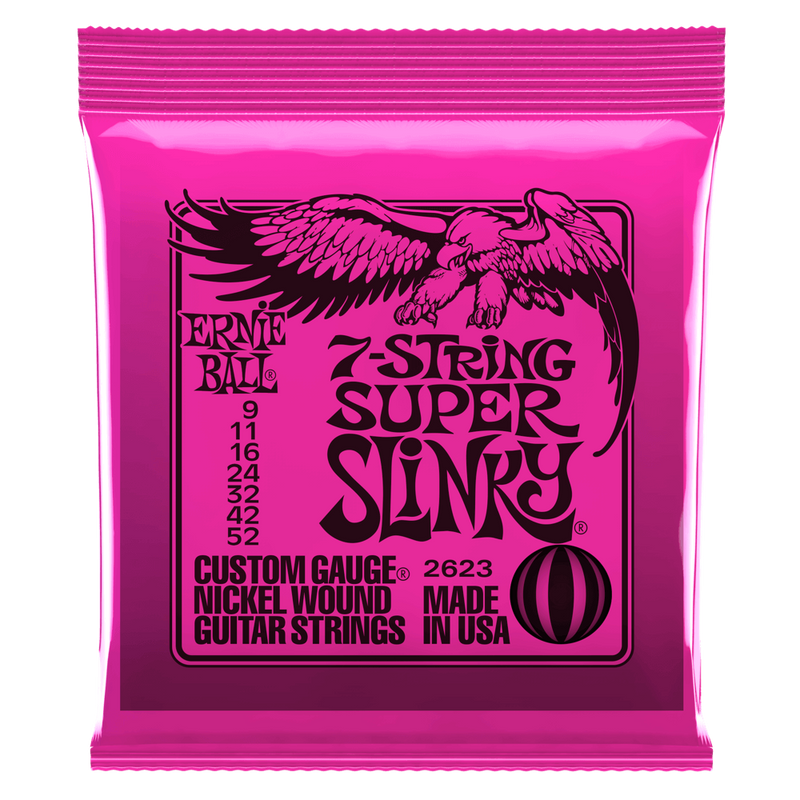 Ernie Ball 2623EB Super Slinky 7-String Nickel Wound Electric Guitar Strings 9-52