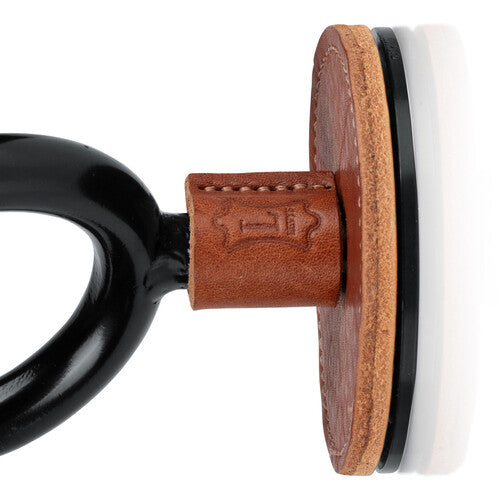 Cintre de guitare forgé noir de Levy avec cuir beige