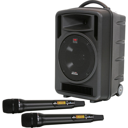 Galaxy Audio TV10 Traveler 10 "Système PA portable avec lecteur CD / émetteur de liaison audio et 2 microphones sans fil manuel
