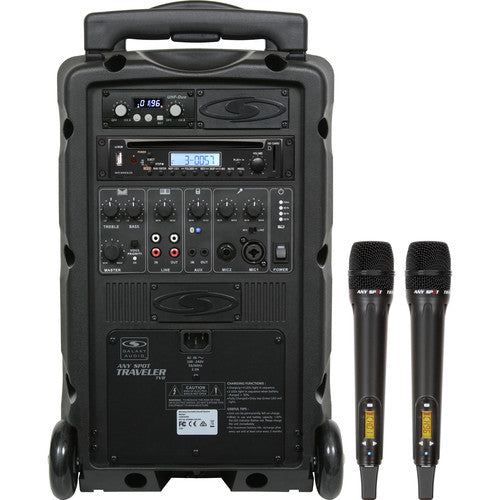 Galaxy Audio TV8 Traveler Series 120W PA System avec lecteur CD / Dual UHF Récepteur / deux microphones sans fil sans fil