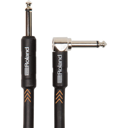 Roland RIC-B10A Black Series 1/4" Plug to 1/4" Right-Angle Plug Instrument Cable - 10'