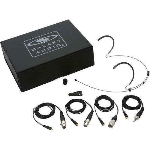 Galaxy Audio HSM8-OBK-4MIXED Black Dual Ear Omni-Directional Headset Microphone with 4 Cables for Mixed Brands