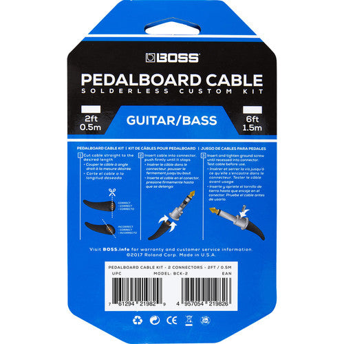Boss BCK-2 Solderless Pedalboard Cable Kit (2 Connectors, 2' Cable)