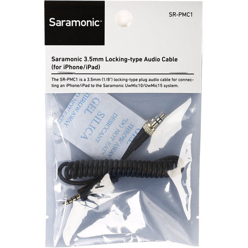 Saramonic SR-PMC1 Lock Type 3.5mm Cable Output Connect UwMic to iPhone & Android - 10" to 15"