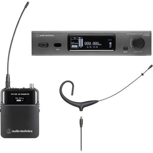 Audio-Technica ATW-3211/892x Système de microphone omni-oreillette sans fil série 3000 - Noir, DE2 : 470 à 530 MHz