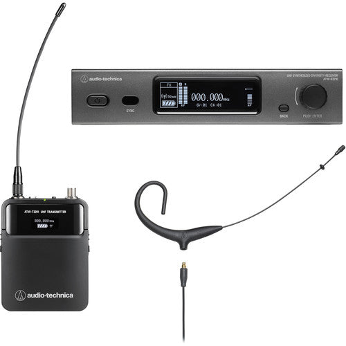 Audio-Technica ATW-3211/892x Système de microphone omni-oreillette sans fil série 3000 - Noir, EE1 : 530 à 590 MHz