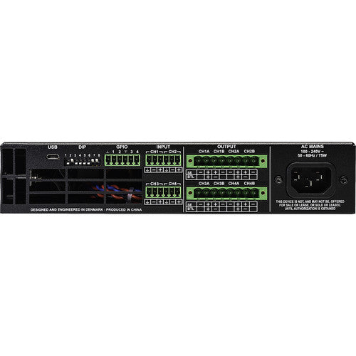 Ashly FA 125.4 1/2U Power Amplifier: 4x125W/4-8 Ohms, 70/100V