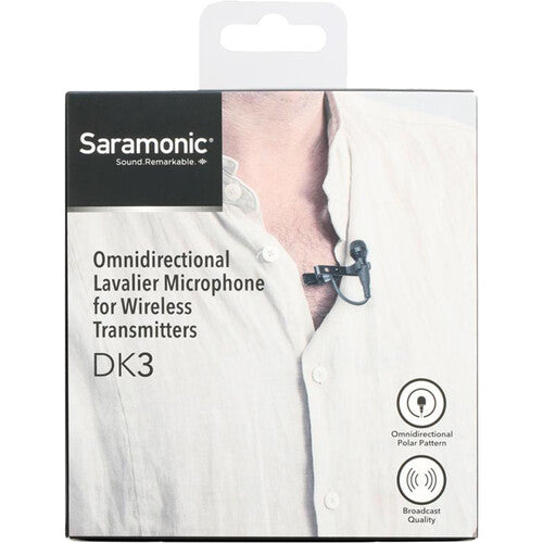 Saramonic DK3C Premium Omnidirectional Lavalier Microphone for Audio-Technica ATW Transmitters (Locking 4-Pin Hirose Connector)