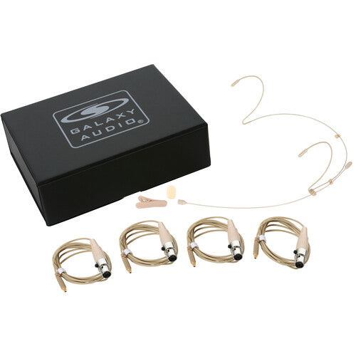 Galaxy Audio HSM4-OBG-4SHU Casque micro omnidirectionnel double oreille beige avec 4 câbles - Shure