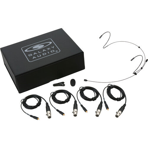Galaxy Audio HSM4-OBK-4GAL Black Dual Ear Omni-Directional Headset Mic with 4 Cables - Galaxy Audio/AKG