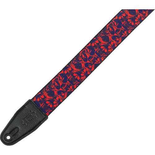 Levy's MPD2-110 Polyester Guitar Strap (Purple and Red Skulls)